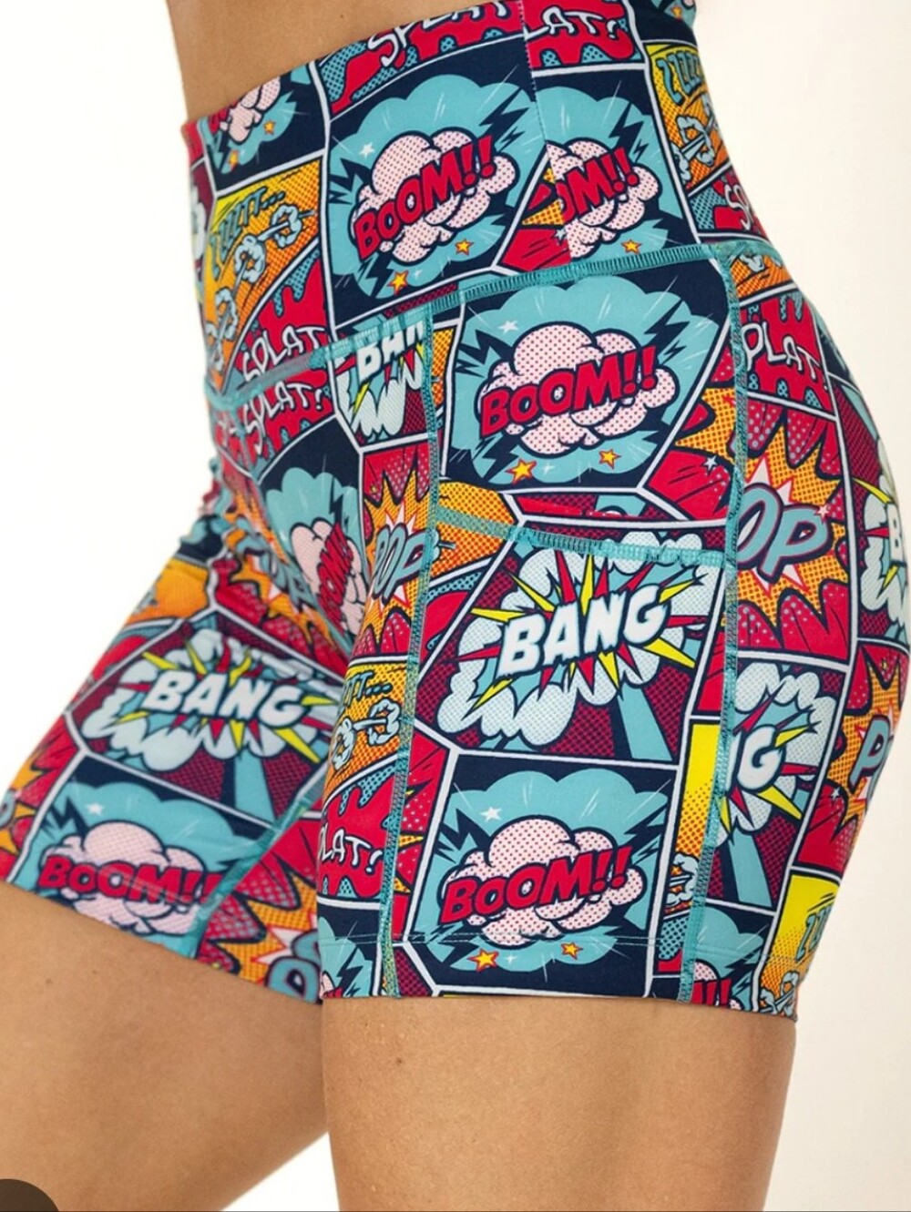 Knockout Women's High-Waist Comic Print Bike Shorts - Multicolor